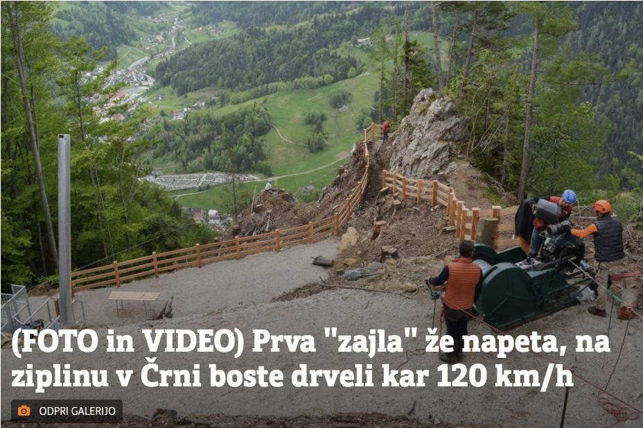 Najdaljši neprekinjen zipline v Sloveniji
